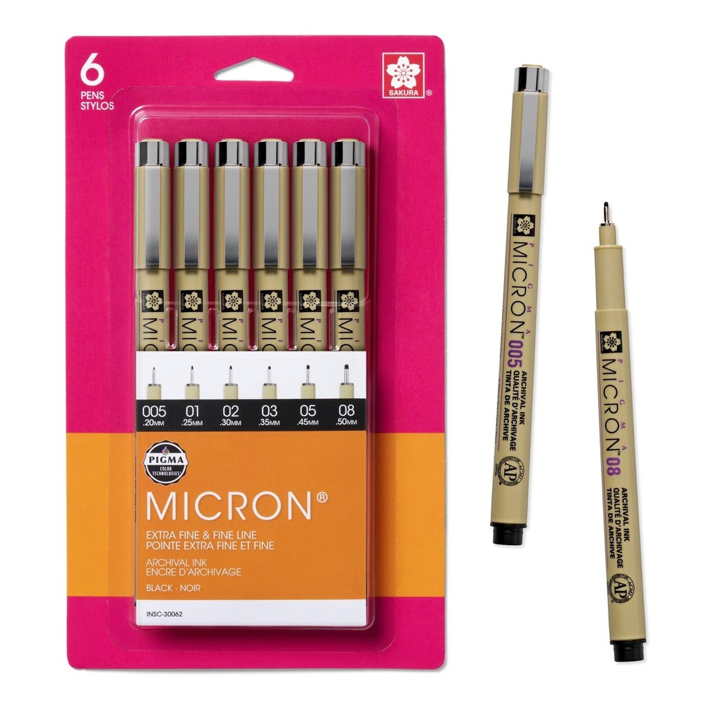 SAKURA Pigma Micron Fineliner Pens - Archival Black Ink Pens - Pens for Writing