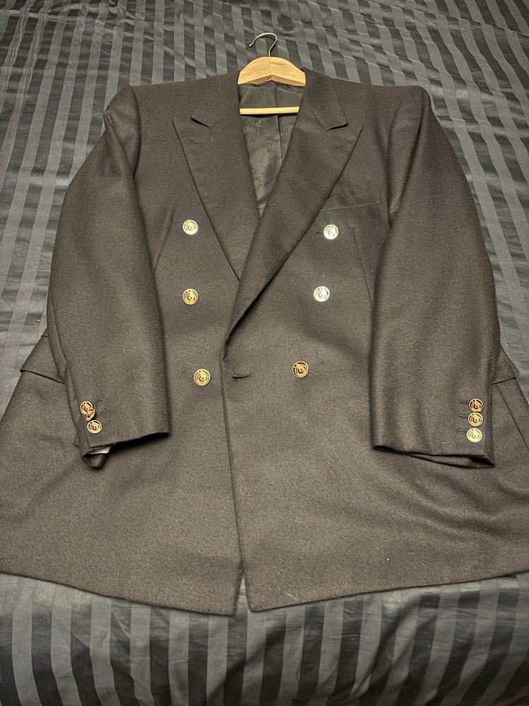 Unique Brioni Men Roma Black 100% Cashmere Double Breasted Blazer size 54