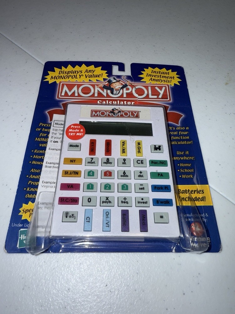1999 Hasbro Monopoly Calculator - Brand New in Original Box, Vintage Board Game Accessory