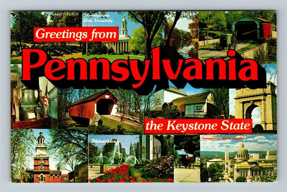 PA-Pennsylvania Large Letters General Greeting Keystone State Vintage Postcard