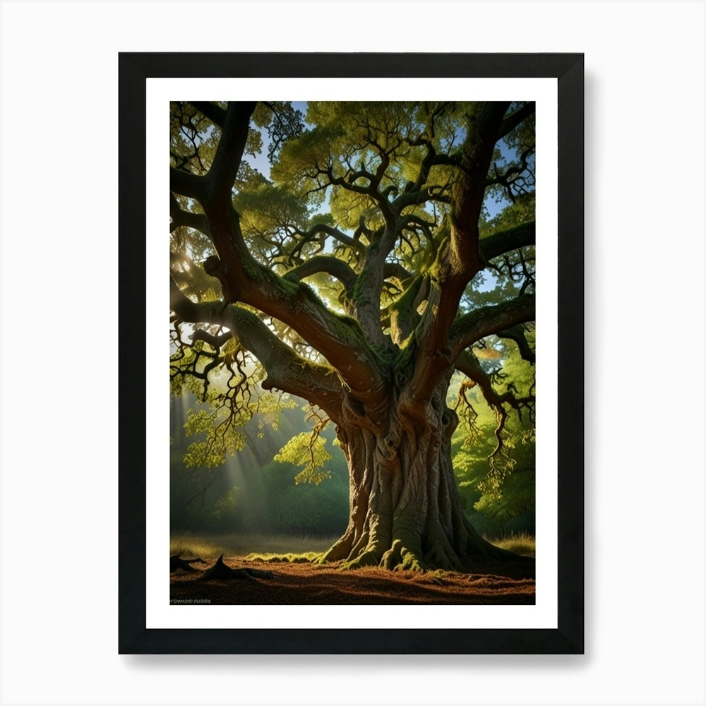 Vintage Oak Tree Framed Canvas Art Print Wall Decor  
