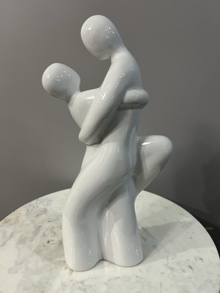 RARE VTG 16” 1989 Royal HAEGER Couple Dancing ~ White Art Deco Ceramic Sculpture