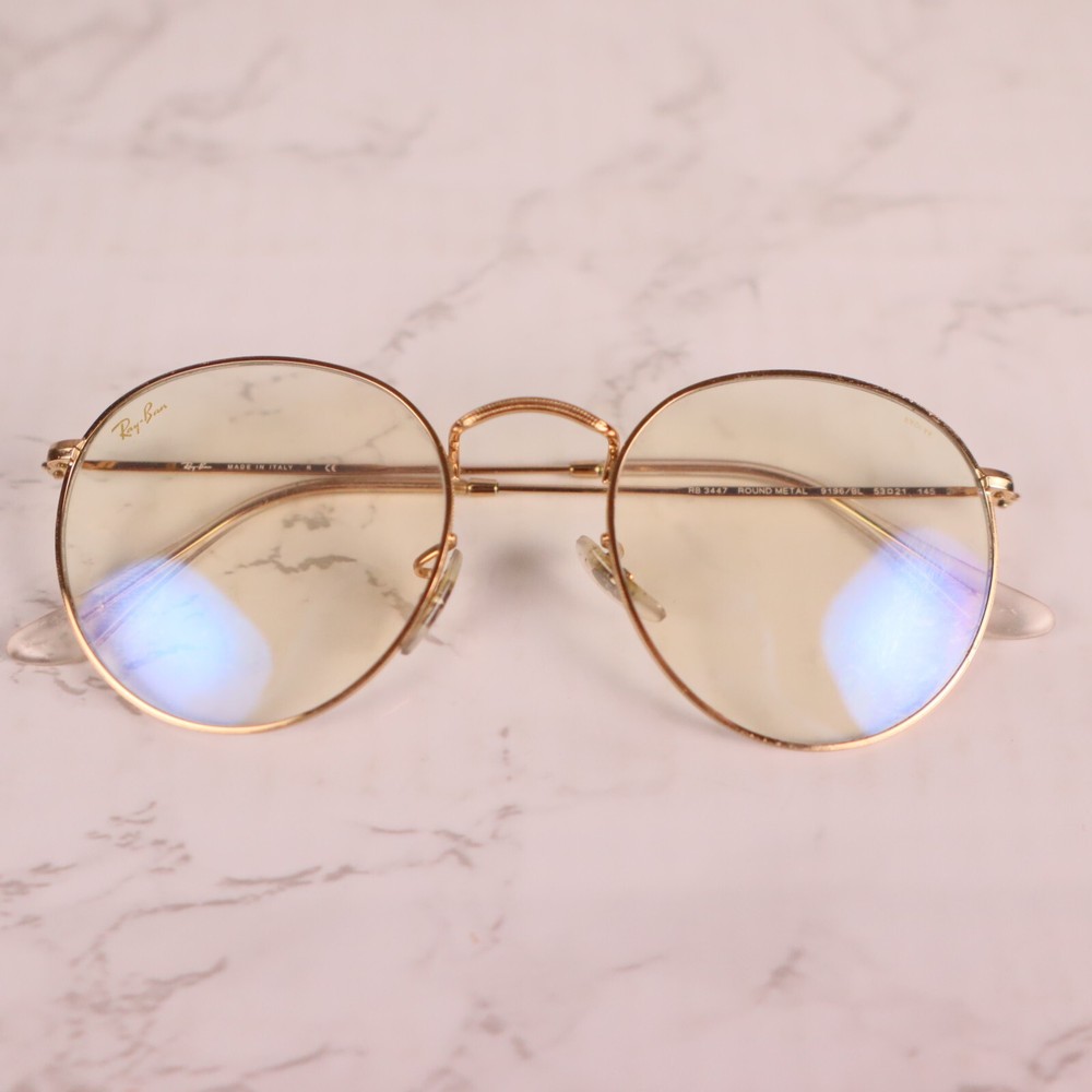 RAY BAN Evolve RB3447 9196BL Gold Round Metal Glasses Frames 53 21 145