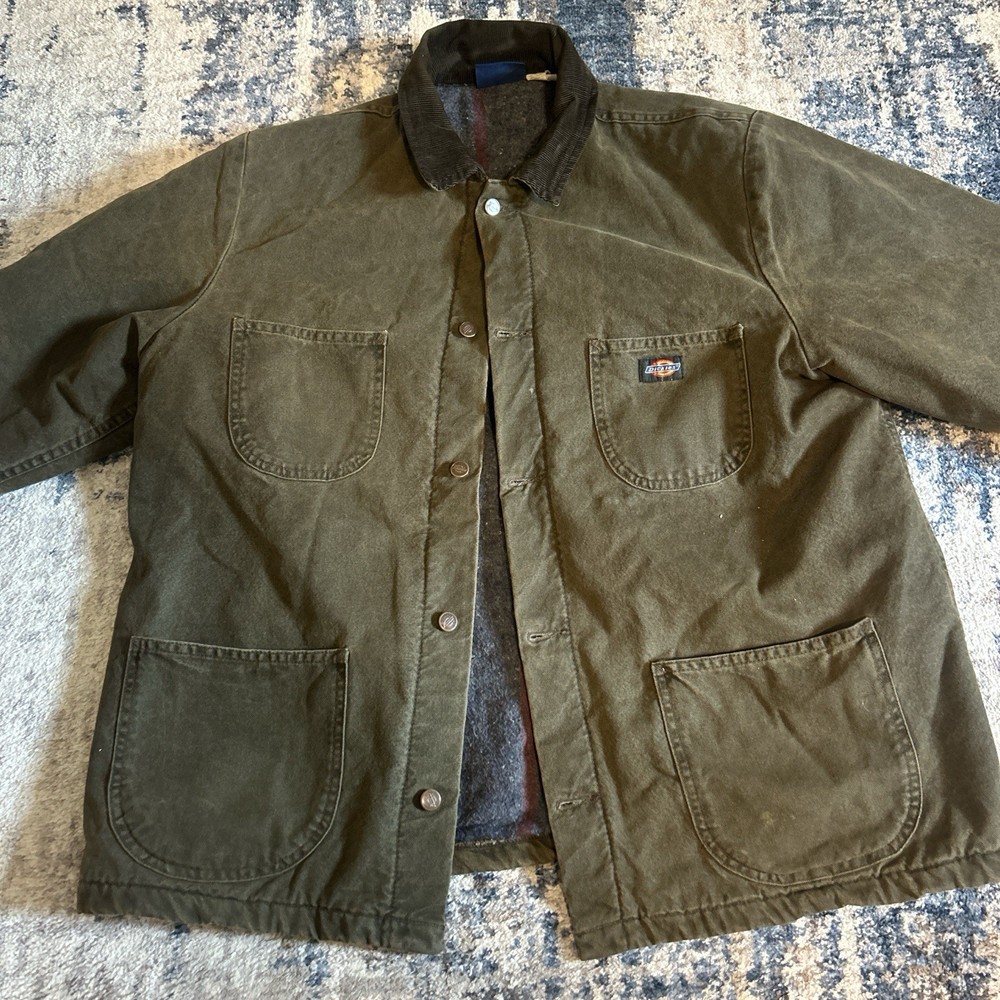 VTG Dickies XL Green Blanket-Lined Work Jacket Farm Chore Y2K Style