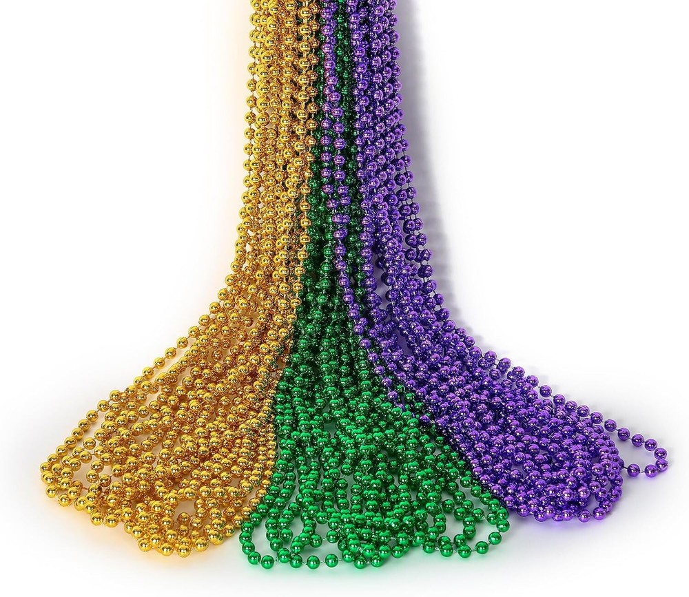 30 Pack Mardi Gras Beads Necklaces Bulk, Mardi Gras Accessories for Party Favors