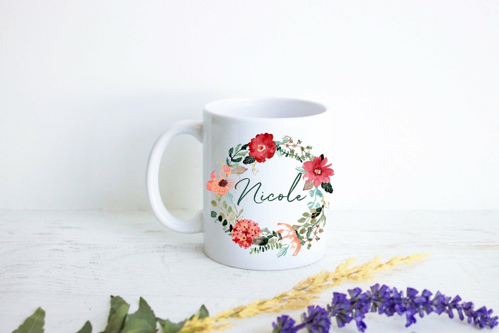 Personalized Name Initial On Mug Custom Name Coffee Mug Bridesmaid Gift Initial