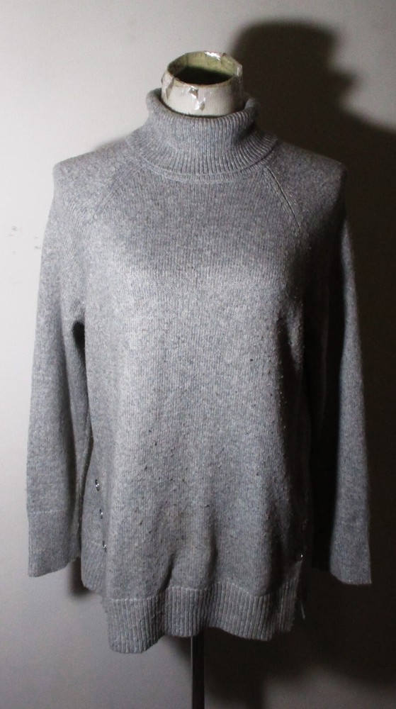 MICHAEL KORS Gray Long Sleeve Turtleneck Sweater Size M