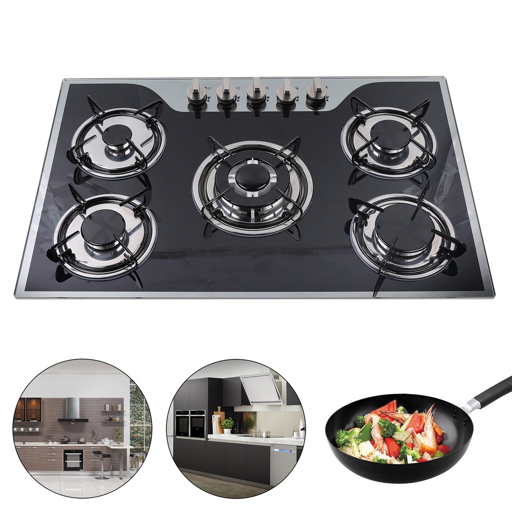 30 inch Gas Cooktop Stainless Steel 5 Burners NG/LPG Dual Fuel Gas Stovetop NEW