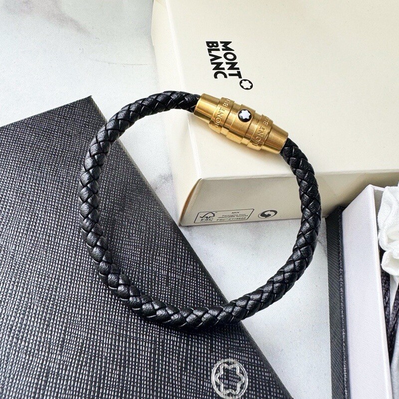 montblanc bracelet men leather ,Saize 21 Cm