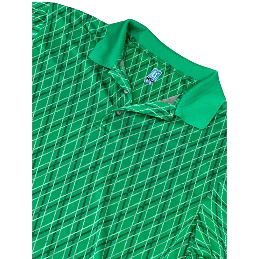 Men's PGA Tour Green Harlequin Short Sleeve Golf Shirt, Size XXL, #1134-Q