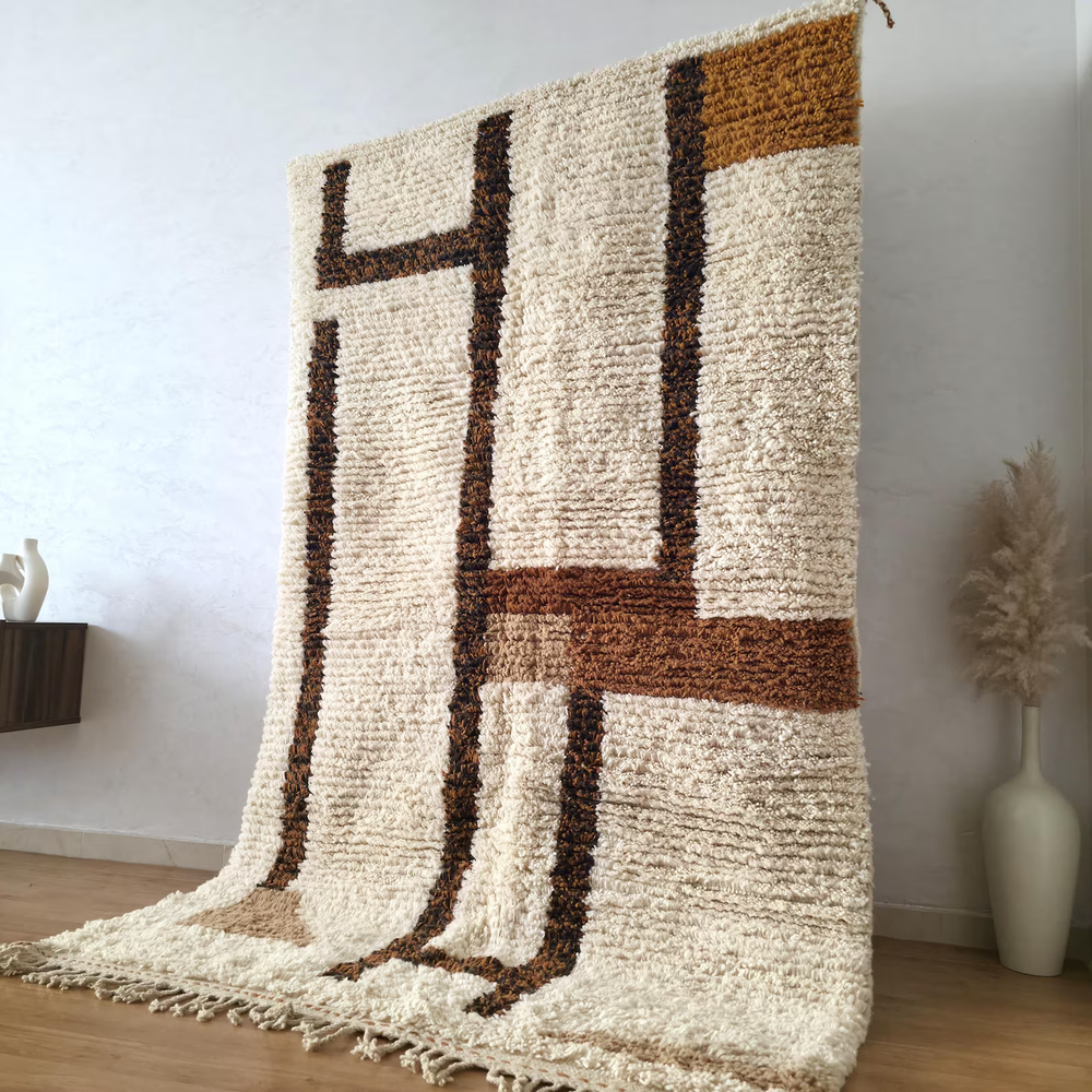 Handmade Moroccan Berber Shag Wool Rug | Plush Boho Carpet Custom Size