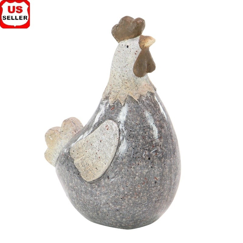 Indoor Outdoor Rooster Garden Statue Polystone Decorative Accent Focal Point