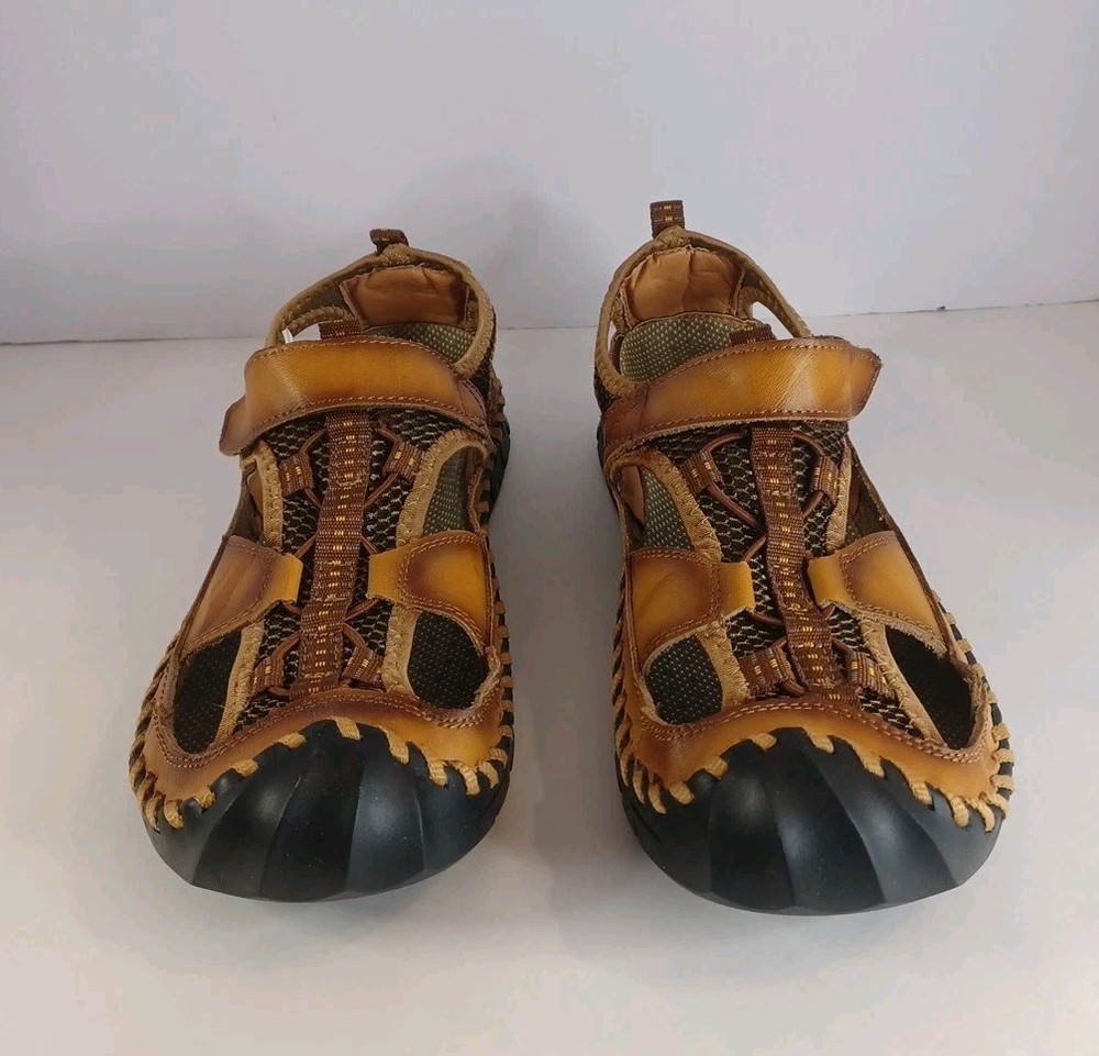 Fashion Closed Toe Leather Hiking Sandles Men's Sz 45