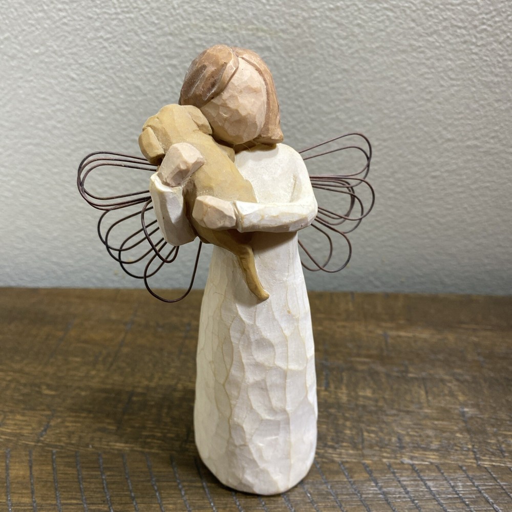 1999 Willow Tree Angel of Friendship Holding Dog Figurine by Sue Lordi Demdaco