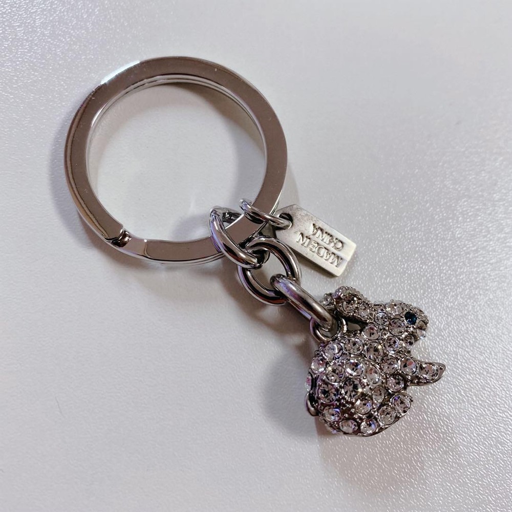 Coach Silver Rhinestone Bunny Keychain - Cute Rabbit Key Ring for Women