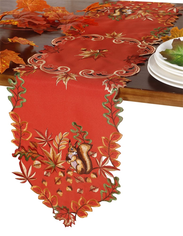 Fall Thanksgiving Day Table Runner 13X54 with Maple Leaves for Autumn Family ...