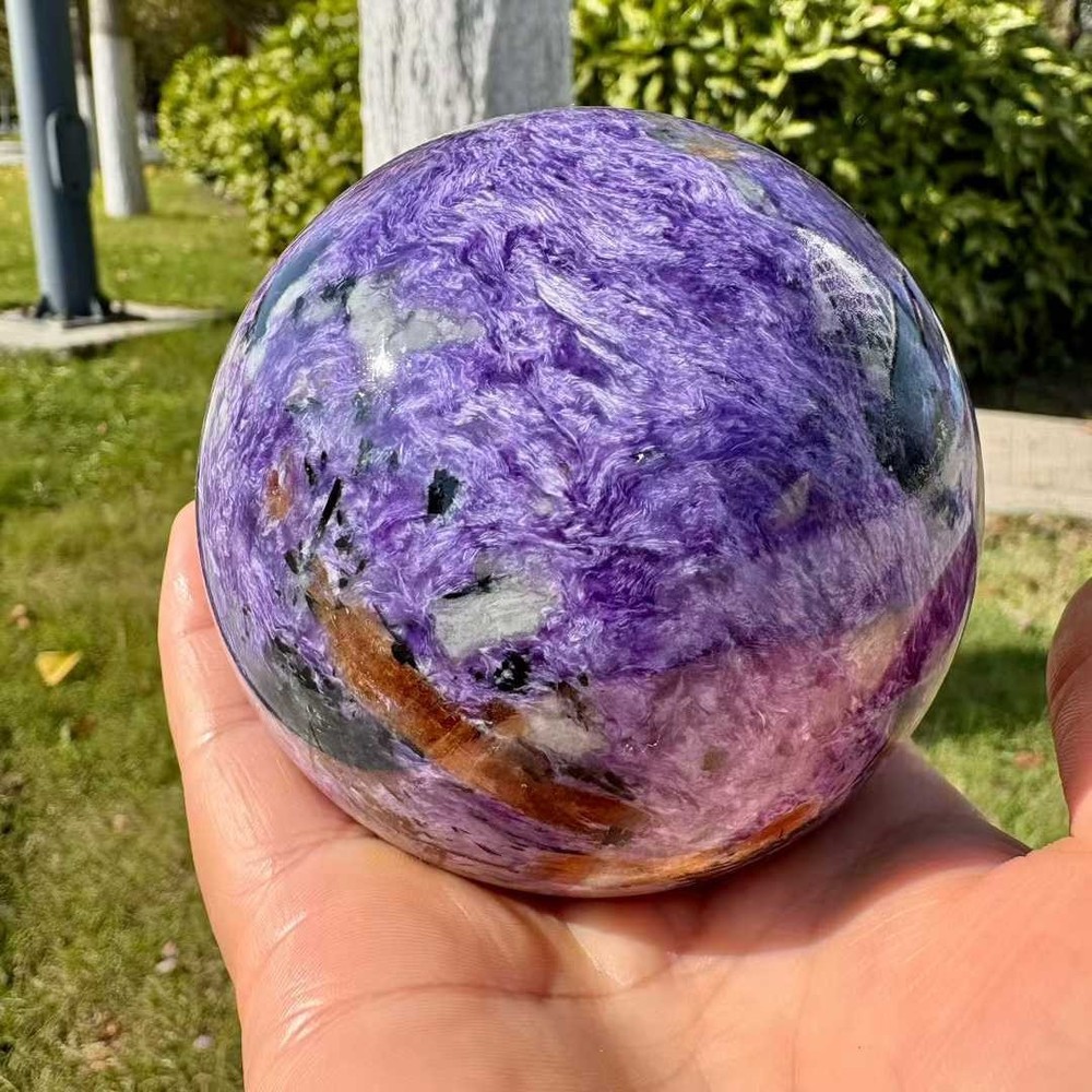 817g Natural charoite sphere quartz crystal polished ball healing decor 80mm