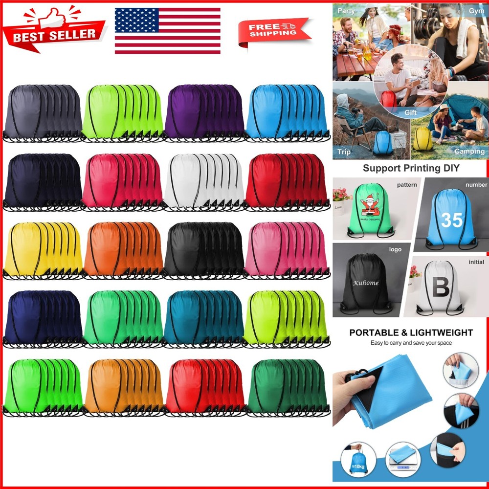 Bulk 120 Count Bright Drawstring Bags – Perfect for Sports, Gifts & Travel