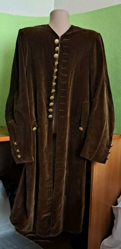 Rare Antique Men's Velvet Horse Riding Justocar Caftan Paris Gold Plated Buttons