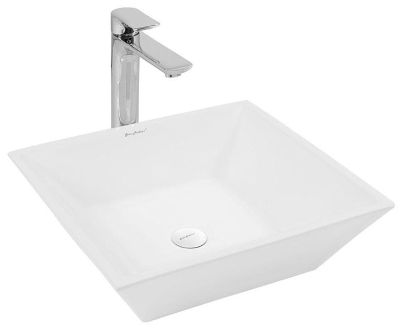 Swiss Madison St Tropez 16.5 Inch Square White Ceramic Vessel Sink SM-VS222
