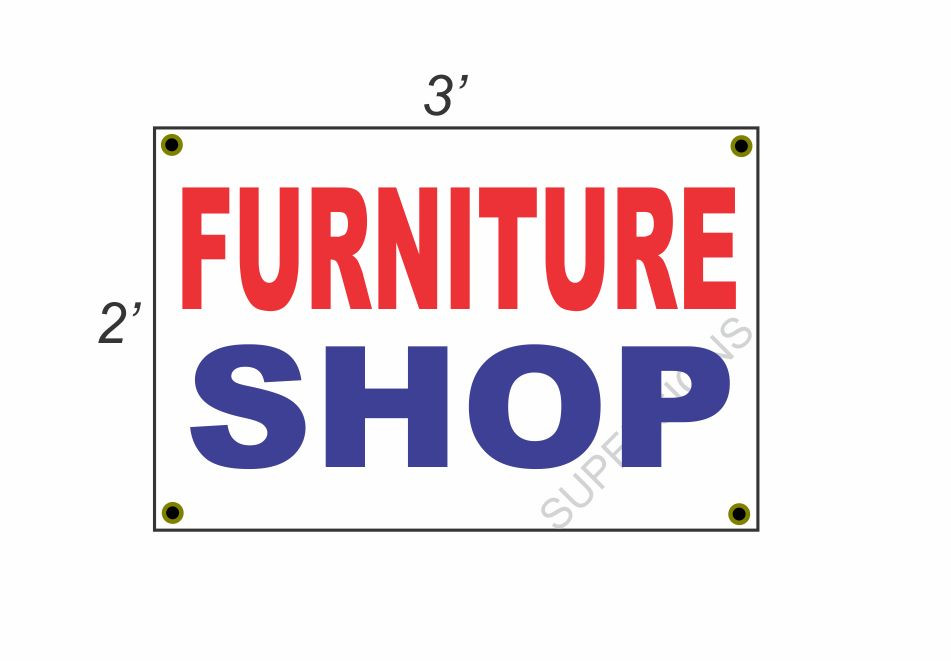 2x3 Red White & Blue Furniture Shop Banner Sign with New Discount Size & Price