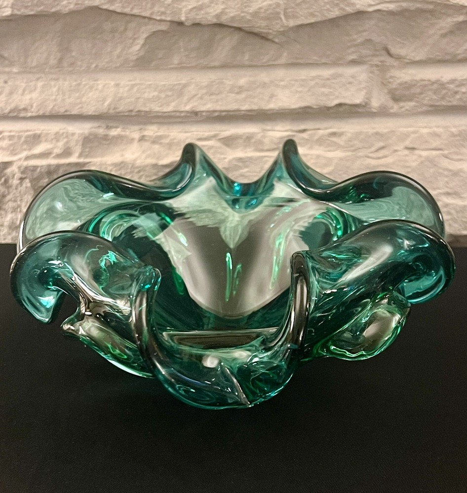 Vintage Murano Glass Bowl Barovier Toso Flower Console Dish Rolled Edge 8.5”