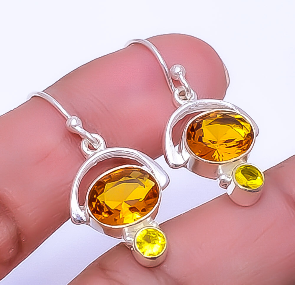 Citrine Handmade 925 Sterling Silver Earrings 1.25 Inch Elegant Design E_9196_67_2