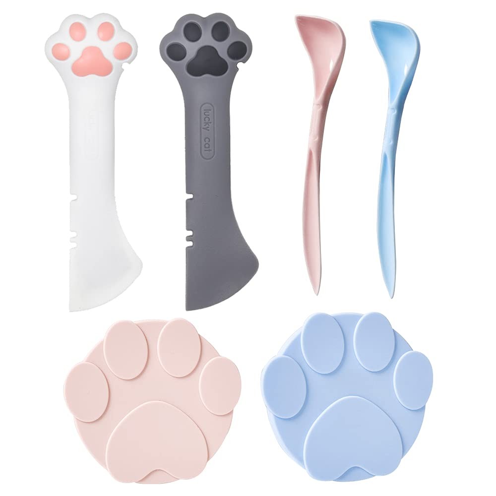 6Pcs Pet Food Can Set with 2 Silicone Lids for Cats
