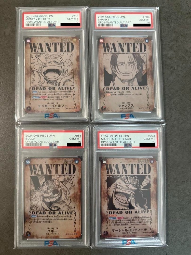PSA 10 OP09 Wanted Card Sequential Complete set One Piece Card Emperors Japan