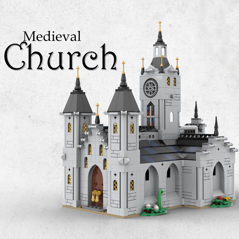 Medieval Cathedral Modular Building Blocks MOC-192638 Castle Bricks Toys 1445pcs