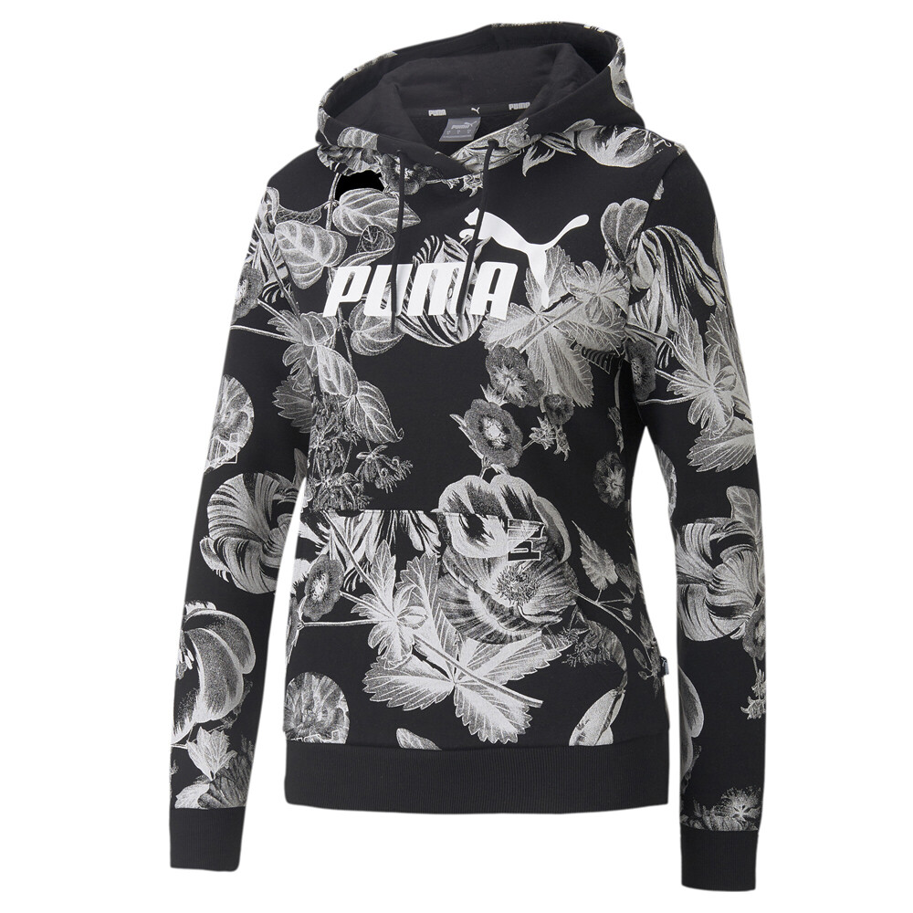 Puma Ess+ Frozen Flower Long Sleeve Hoodie Womens Black Casual Outerwear 6740010