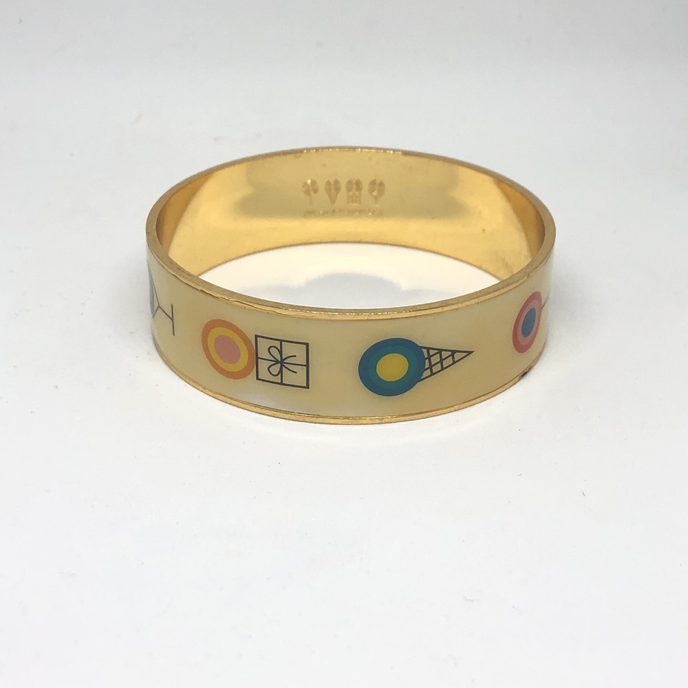 Dylans Candy Bar Gold Tone Bangle Bracelet with Fun Candy Print Design