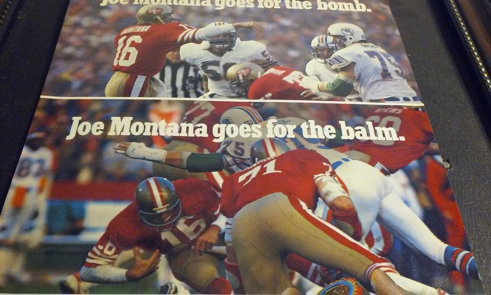 Vintage 1986 Joe Montana Tiger Balm Print Ad San Francisco 49ers 8x10 Football Memorabilia