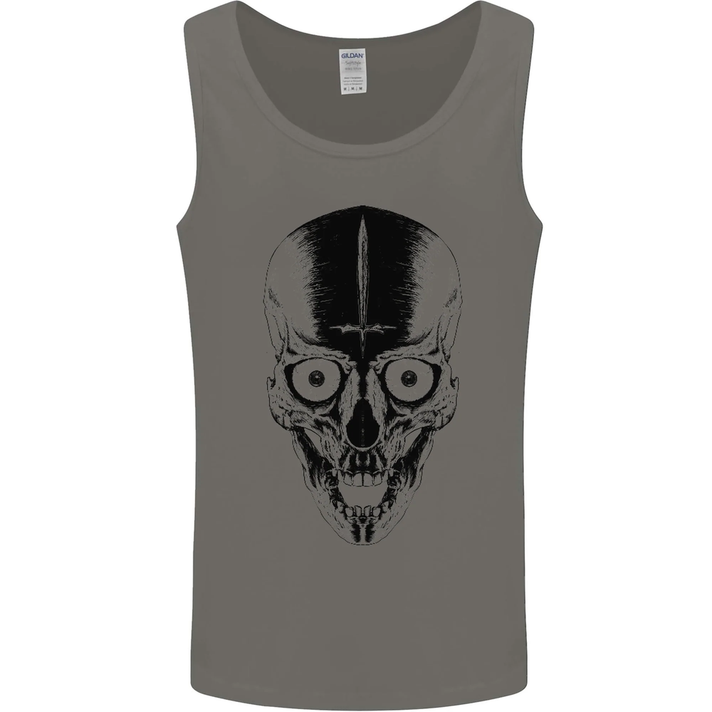Skull With a Sword Gothic Heavy Metal Rock Mens Vest Tank Top