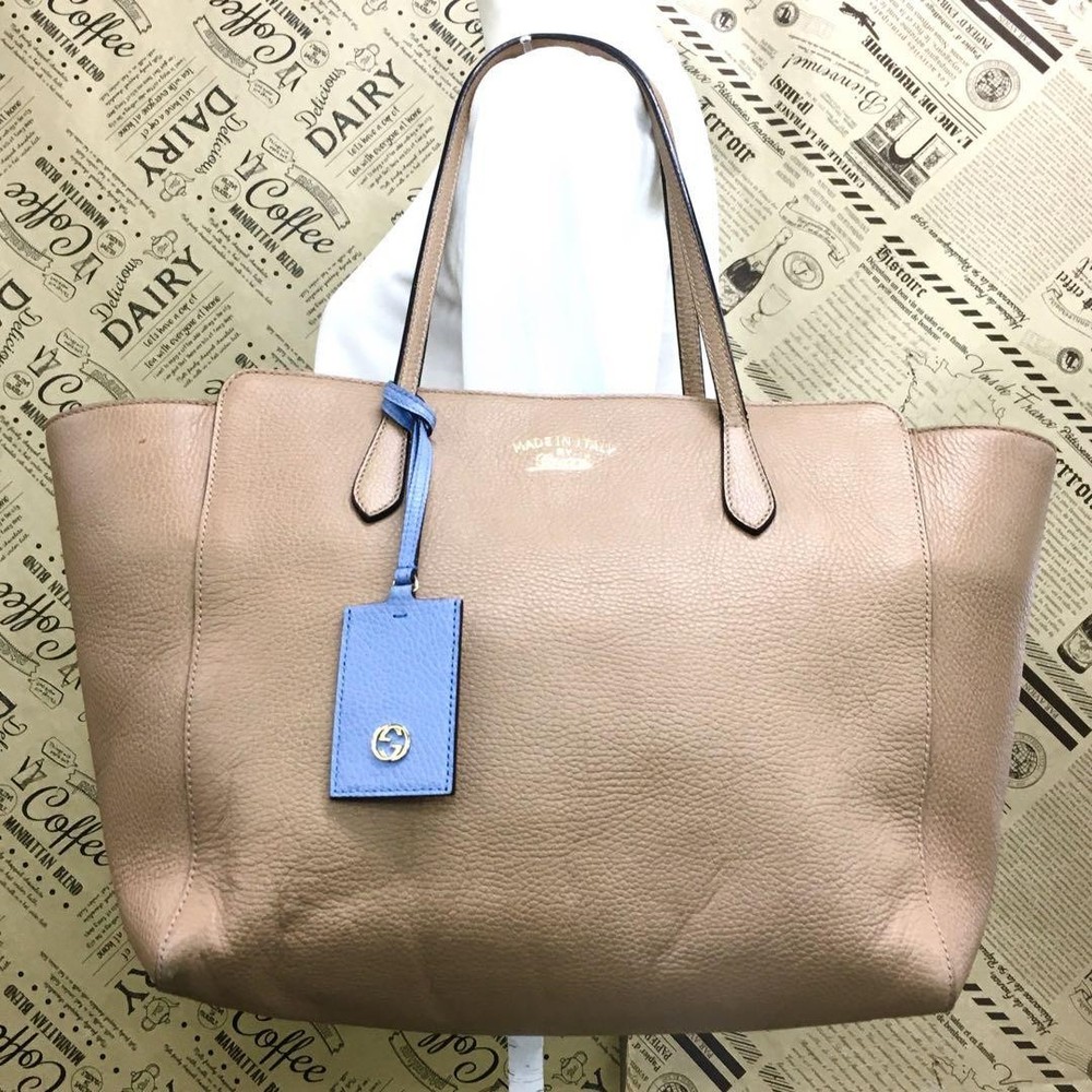 Gucci Swing Leather Tote Bag Shoulder Business Travel FT34 New