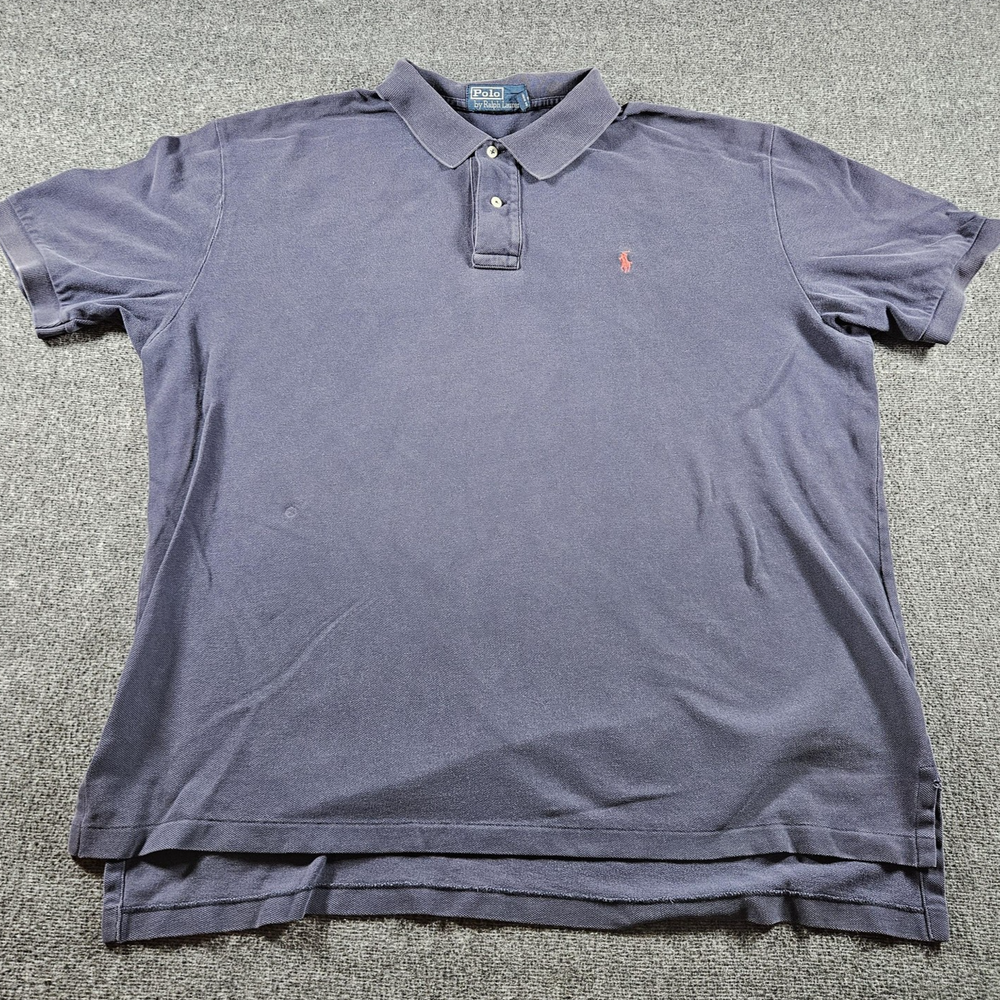 Polo Ralph Lauren Polo Shirt Mens 2XL Navy Blue Short Sleeve Pique Cotton