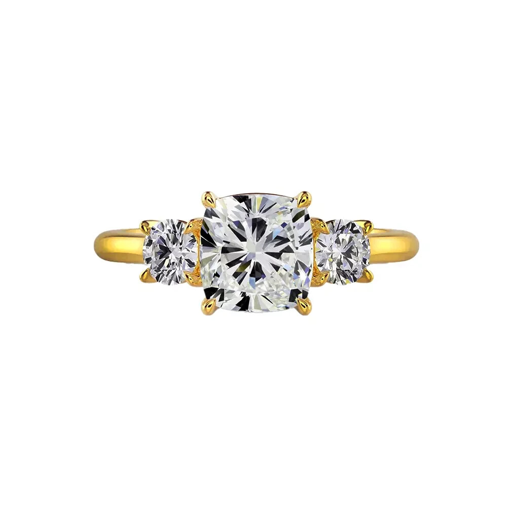 2.00Ct Cushion Cut Lab Created Diamond Solitaire Engagement Ring 14K Gold Plated
