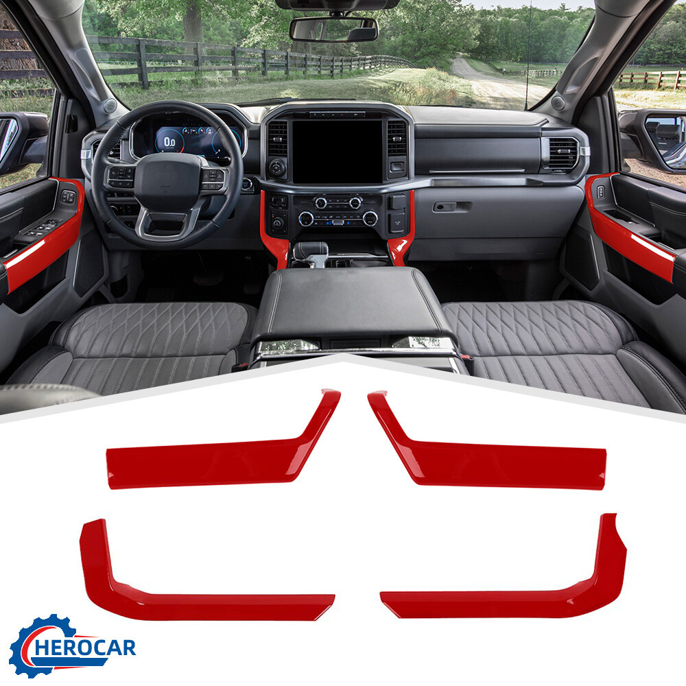 ⭕Red Gear Shift Side Panel Door Handle Trim Cover Decor Strips For Ford F150 21+