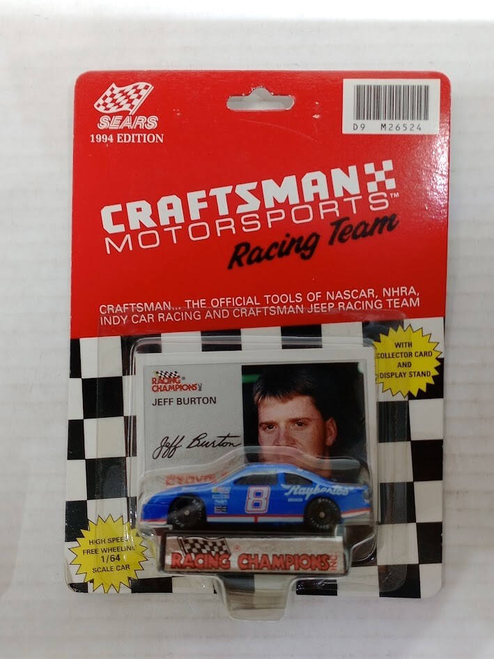 1994 NASCAR Racing Champions #8 Jeff Burton Diecast Car on Card