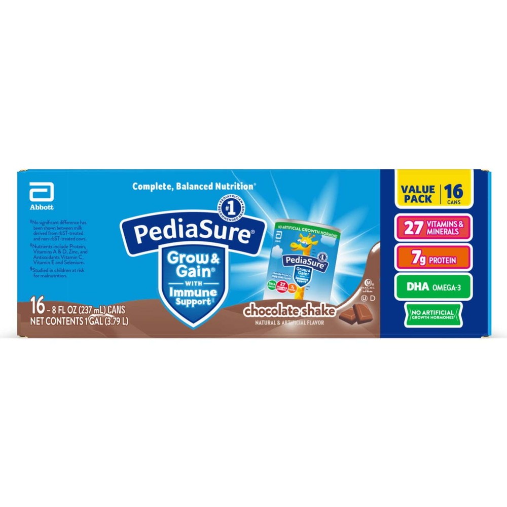 Grow & Gain Nutritional Shake, Chocolate, 8-fl-oz Can, 16 Shakes Gluten-free USA