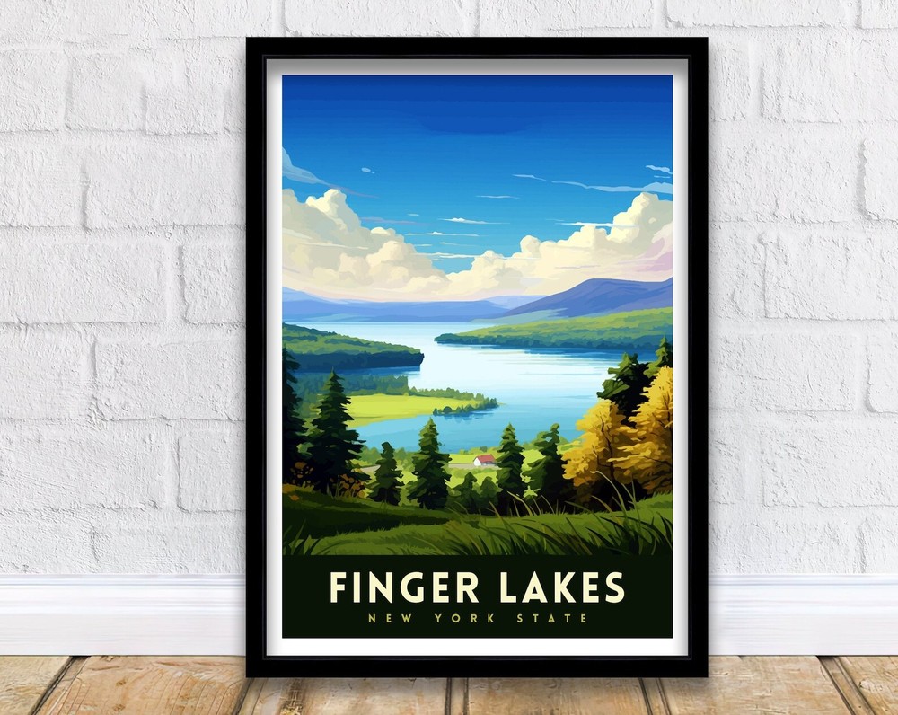 Finger Lakes New York State Travel Print Finger Lakes Wall Decor Finger Lakes
