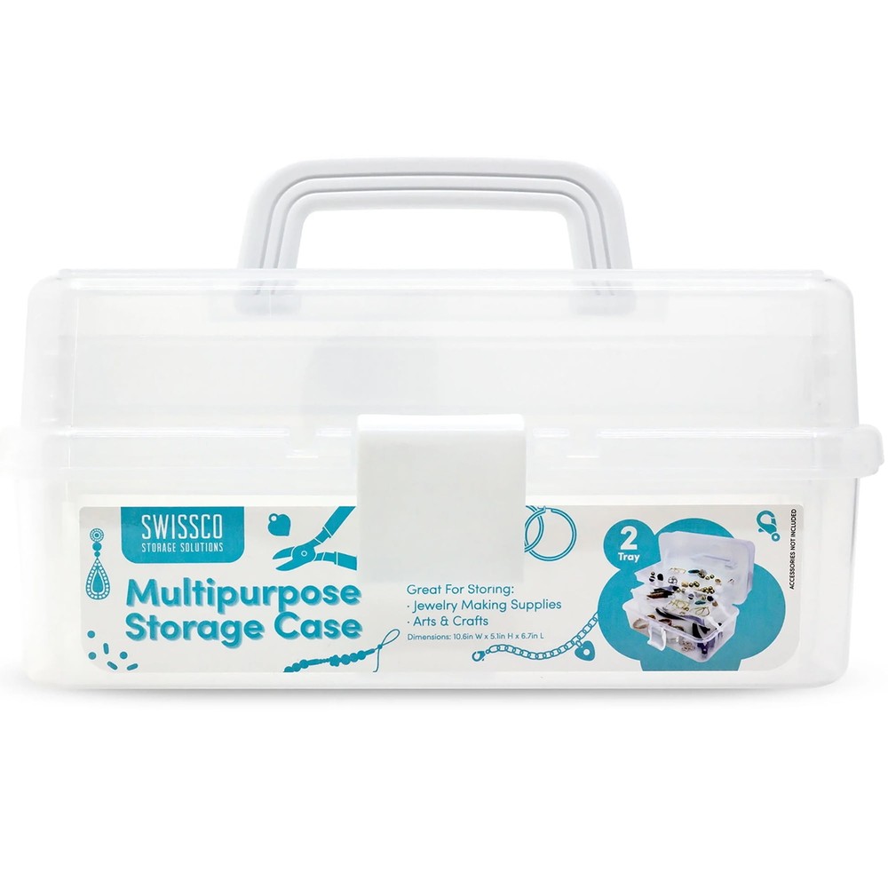 Clear Medium Two-Tray Multi-Purpose Storage Organizer Case