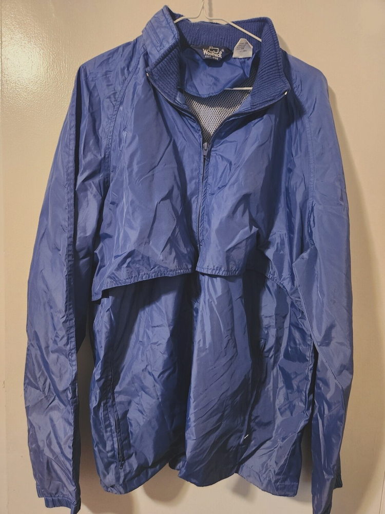Woolrich Men's L Royal Blue Windbreaker Jacket Packable Mesh Vented Zip Pockets