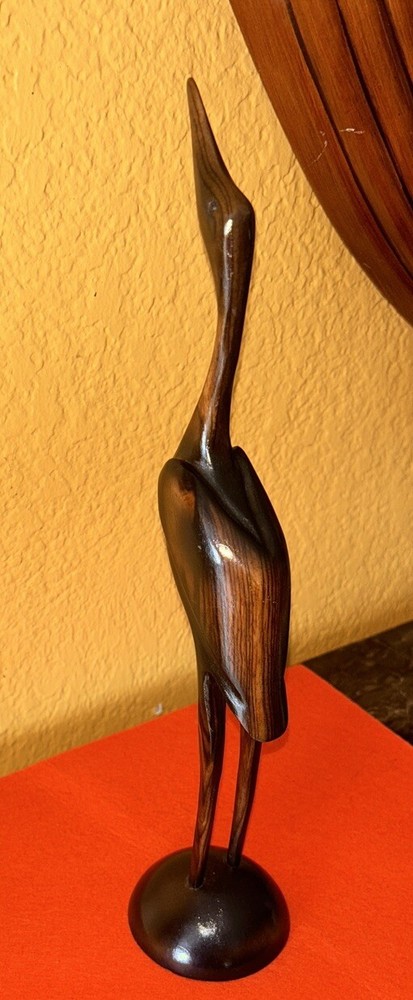 BIRD STATUE FIGURINE HAND CARVED WOOD 12 1/2 “Tall