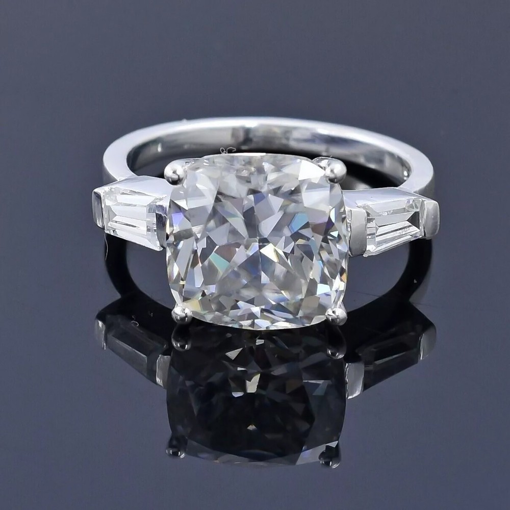 RARE 5.30 Ct Certified Cushion Cut Off White Diamond 925 Silver Ring Great Shine