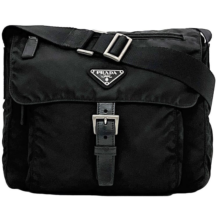 RARE PRADA Black Nylon Tessuto Shoulder Bag EC 23437 Crossbody BT8994