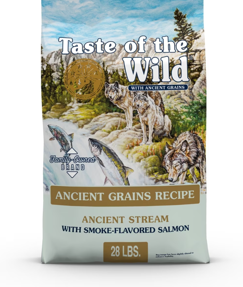 28 Lbs Taste of the Wild Ancient Stream Smoke-Flavored Salmon Grains Dog Food