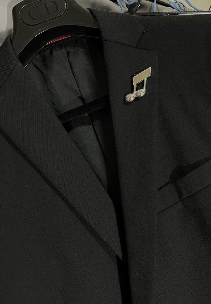 Yves Saint Laurent rare music note brooch in chrome silver unisex design