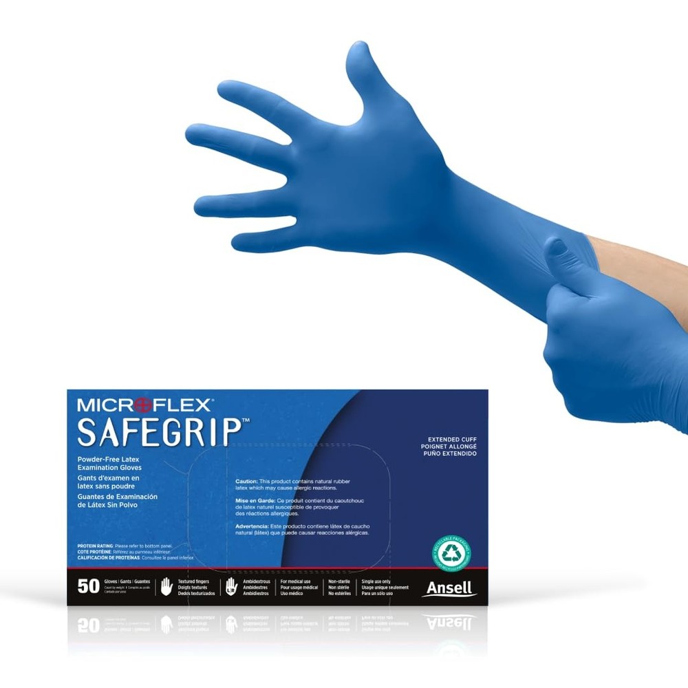 Microflex SafeGrip SG-375 Thick Latex Lab Gloves for Life Science & Medical Use