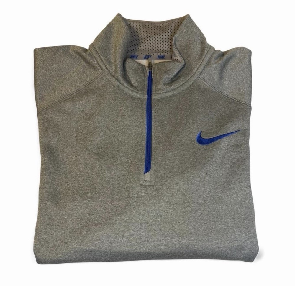 Nike Mens S Therma-Fit 1/4 Zip Pullover Gray Blue Training Long Sleeve